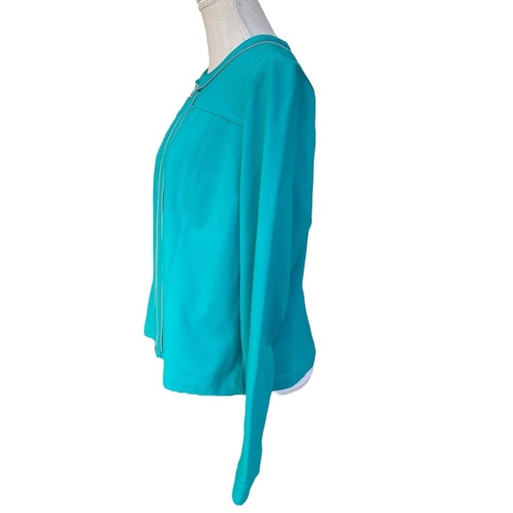 Chico's Blue Lightweight Full Zip Front Jacket Size: 2 - Picture 3 of 8